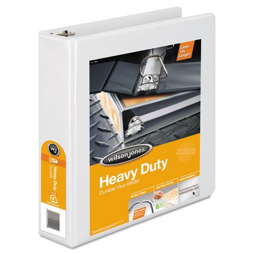 Heavy-Duty D-Ring Vinyl View Binder, 2&#034; Capacity, White