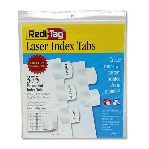 Laser printable index tabs, 1 1/8 x 1 1/4, white, 375/pack for sale