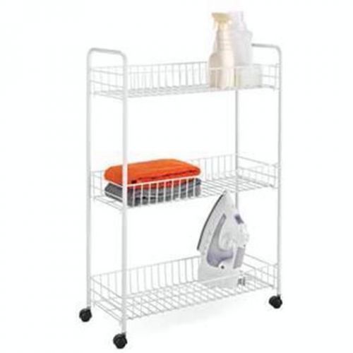 Three Tier Laundry Cart White Storage &amp; Organization CRT-01149