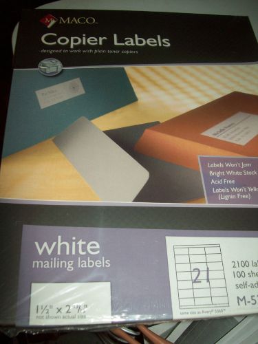 MACO M-5360 white Copier Labels 2100 Labels 21/sheet Self Adhesive