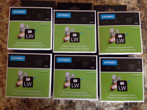 Lot 6 LabelWriter Medium Multipurpose Labels, 1-1/4x2-1/4&#034;, Pack of 1000 #30334