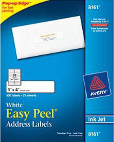 Avery Dennison Ave-8161 Easy Peel White Mailing Label - 1&#034; Width X 4&#034;