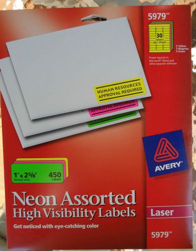 Partial Pack Neon Assorted High Visibility Avery Labels # 5979 - 330 Labels