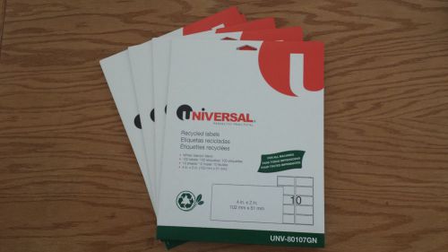 Universal Laser Printer Permanent Labels, 2 x 4, White (5) 100/Pack - UNV80107GN