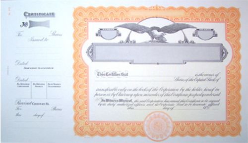 GC510 Goes Blank Corporation Stock Certificates, Package of 25