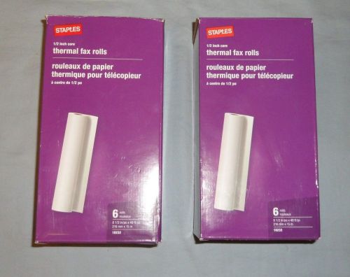12 Rolls Staples Thermal Fax Rolls 1/2&#034; Core  Each Roll is: 8 1/2 inch x 49 feet