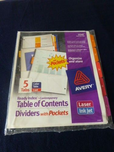 AVERY 11145 DIVIDERS WITH POCKETS-NEW IN PACKAGE/LASER-INK JET