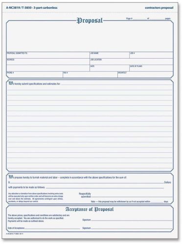 In Triplicate Proposal Form 3-part Forms Blue Features Printing Top385