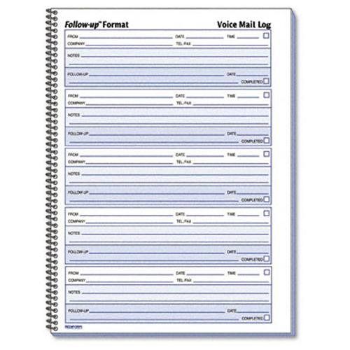 Rediform® Voice Mail Wirebound Log Books, 8 x 10 5/8, 500 Sets/Book