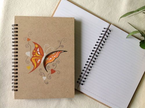 Ackerman A5 note pad with orange butterfly cut out design - lined paper