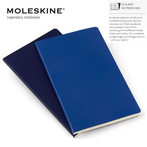Moleskine prussian blue volant notebook set of 2 plain paper ex small 6.5x10.5cm for sale