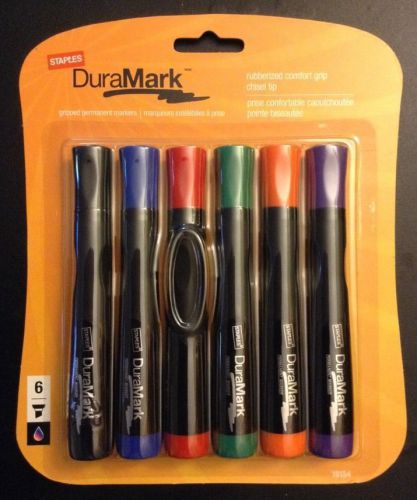 Staples® Duramark™ Permanent Markers, Chisel Tip, Assorted Color 6 Pack