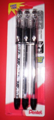 Pentel RSVP Ballpoint Pen Black Fine Point Comfort Grip 2 Pens W/1 free included