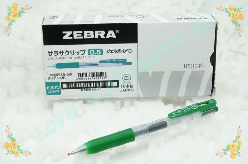 ZEBRA SARASA JJ15 COLOR EASY CLIP GEL PEN 0.5mm 10 PIECE BOX (VIRIDIAN)