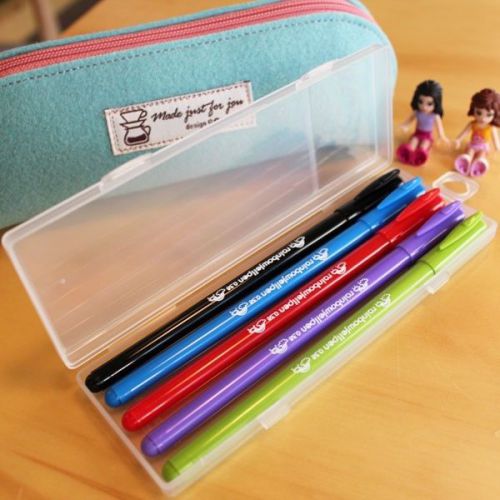 Rainbow Gel Pen 5 Colors Set 0.38 mm pin type plastic case slim size decor pens