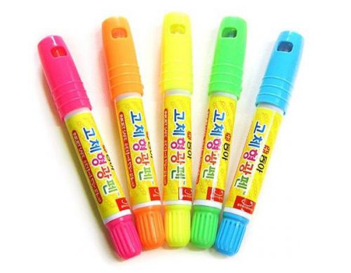 Dong-A JET Stick Highlighter Markers 5 Color Circle Solid Stick Type Fluorescent