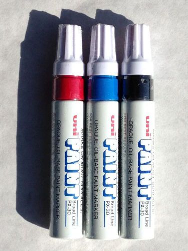 3 UNI PAINT PX-30 Oil Based Paint Marker in Red, Blue, &amp; Black -FREE US SHIPPING