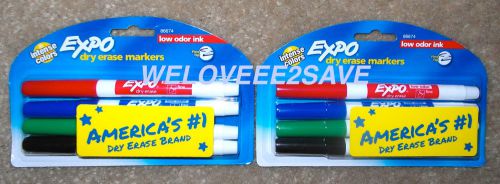 Expo Dry Erase Markers (8 total), Fine Tip, Low Odor Ink, **New** 86674