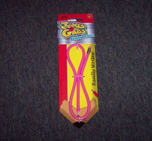 NEW JOKE / GAG PINK BENDY PENCIL  ~20 INCHES - REALLY WRITES - USE OVER &amp; OVER