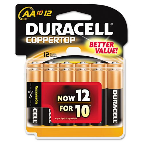 Duracell Coppertop Alkaline Batteries, AA, 12/Pack, PK - DURMN15RT12Z