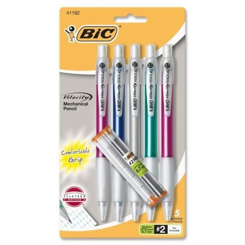 Bic velocity mechanical pencil - 0.7 mm lead size - gray barrel - 5 / pack for sale