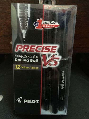 NEW 12 PILOT PRECISE V5 BLACK Rollerball Pen
