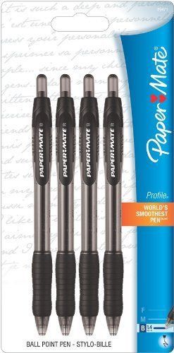 SANFORD 89471 Profile Ballpoint Retractable Pen, Black Ink, Bold, 4 Per Pack