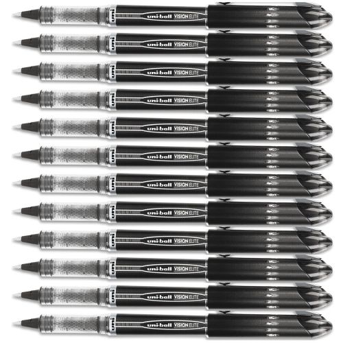 Uni-ball vision elite rollerball pen micro .5mm point black ink 12-pens 69000 for sale
