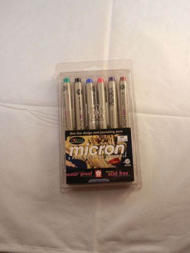 MICRON 6 PACK COLORED ENSEMBLE &#034;NEW&#034;  GREAT FOR SCHOOL / WORK - WATER PROOF