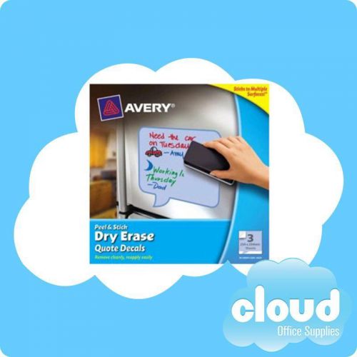 Avery Blue Peel &amp; Stick Dry Erase Decals Quotes 254 x 254 mm 3/Pack - 24324