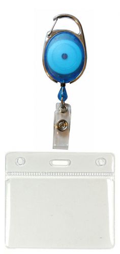 Blue Premier Yo Yo Badge Reel &amp; Plastic ID Badge Pocket Pouch