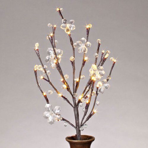 Gerson 37886 - 20&#034; Clear Acrylic Petal Flower Battery Operated LED Lighted Branc