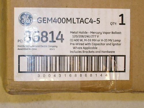 Ge 86814 - gem400mltac4-5 metal halide ballast kit (s#21-5) for sale