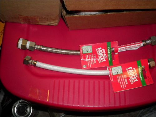 New 2 Fluidmaster stainless &amp; vinyl fits all 12 inch faucet no burst connectors