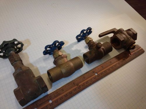 4 brass valve nibco 3/4&#034; npt valve slip solder copper rockford threaded 1/2 gate for sale