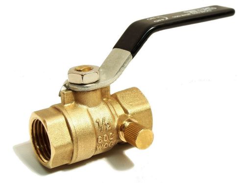 B&amp;k mueller 1/2&#034; brass ball valve w/ drain port - npt, shut-off valves for sale