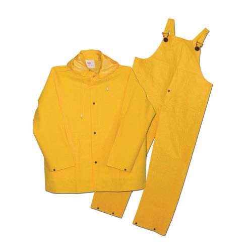Boss 3pro300yl large 35mil 3-piece yel polyester lined pvc jacket/bib rainsuit for sale