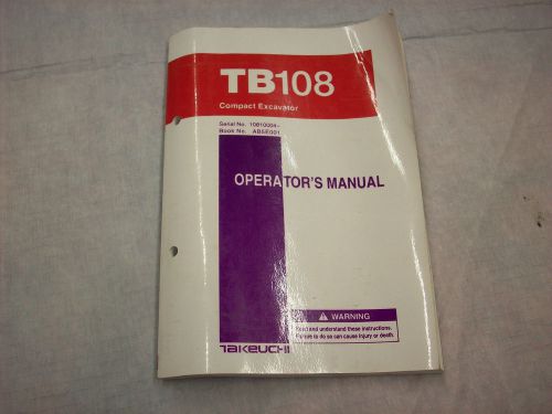 Takeuchi TB108 Operators Manual