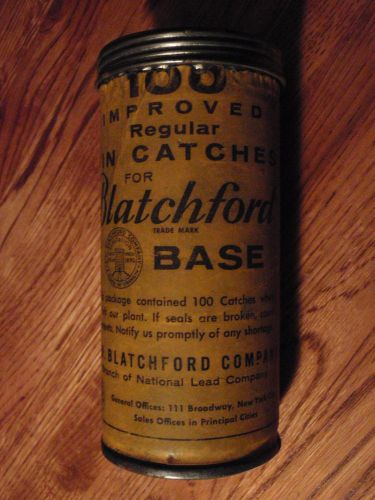VINTAGE Paper/Tin Container-Blatchford Pin Catches-Printing Plate Adjusters
