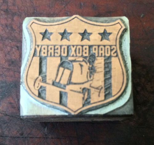 Letterpress Printer Blocks Wood Metal Type Vintage Soap Box Derby Crest Racing