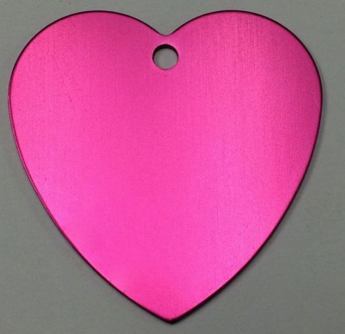 100 Hot Pink XL Heart Pet Blank identification tags Anodized Aluminum wholesale