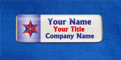 Red Blue Divided Star Custom Personalized Name Tag Badge ID Patriotic Volunteer