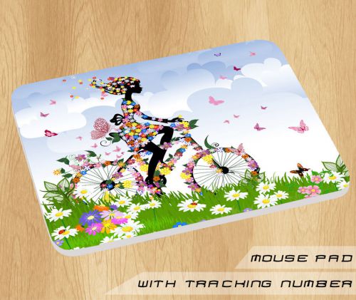 New Girl Bicycle Flower Art Cute Logo Mousepad Mouse Pad Mats Hot Game