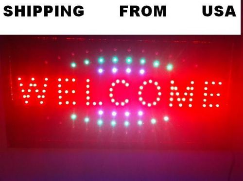 ANIMATED Neon LED Business Sign Running LED WELCOME SIGN 19x10 #h209 W/ Chain
