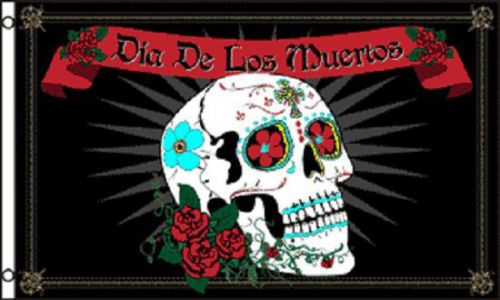 Day of the Dead Pirate Flag 3x 5&#039; Indoor Outdoor Deluxe Banner