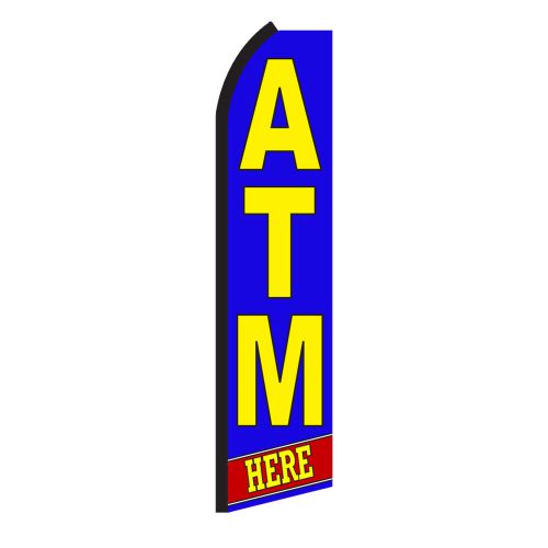ATM Here Super Feather Sign Flag 15ft Flutter Swooper Banner made in USA bx