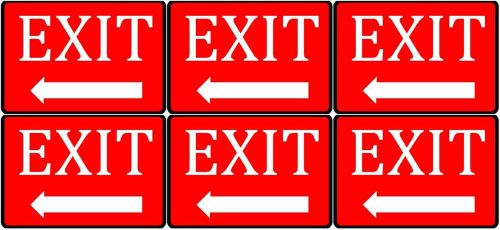 Exit Sign Point Arrow Left Office Company Door Business Set Of Six Vinyl Signs