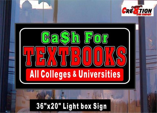 20&#034; x 36&#034; LED Light box Sign - Cash for Textbooks - window sign - College Books