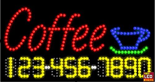 17&#034;x31&#034; Custom Animated Coffee LED Sign with Phone