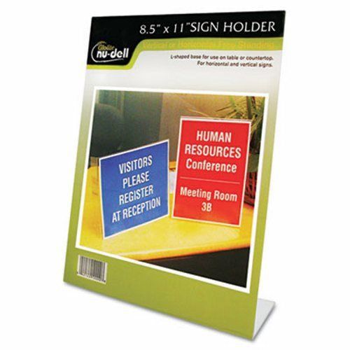 Nu-dell Clear Plastic Sign Holder, Stand-Up, Slanted, 8 1/2 x 11 (NUD35485Z)